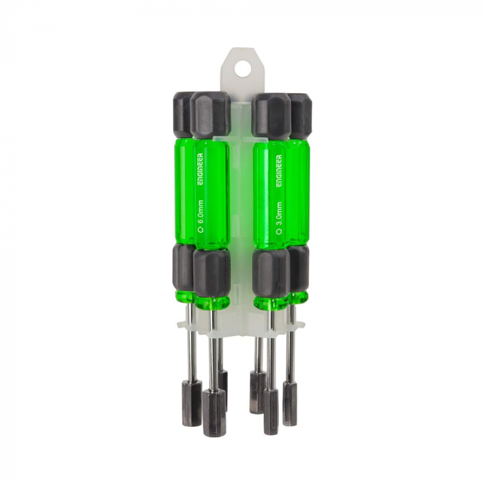 Set of 6 magnetized hexagonal Nut Driver screwdriver handle Engineer DK-14, plastic holder included, made in Japan [5]