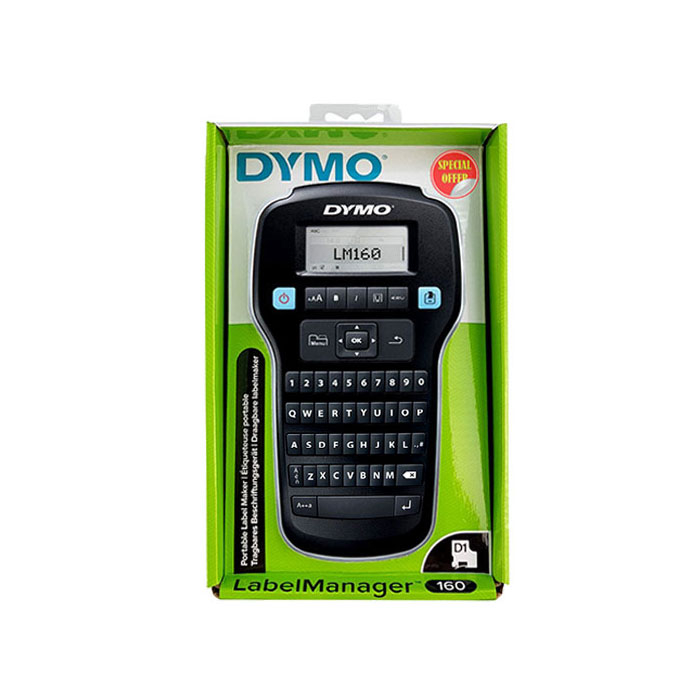 Set Dymo LabelManager 160 label maker and 1 x Dymo D1 Original tape 12mm x 7m, Black/White S0946320, S0720530-big