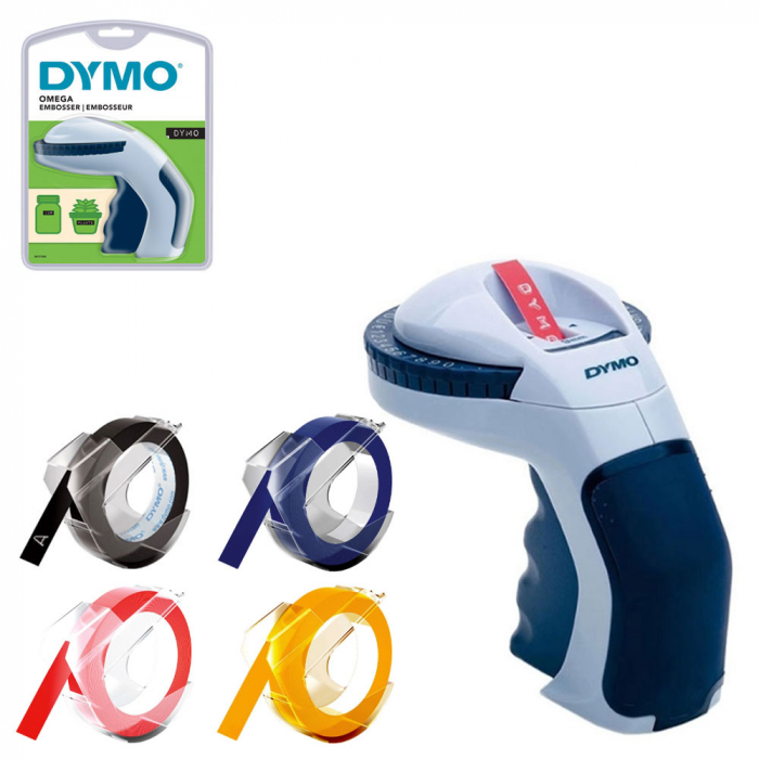 Set Dymo Omega labeling machine set and a total of 4 rolls of 3D  Plastic Embossing Labels, DY12748-big