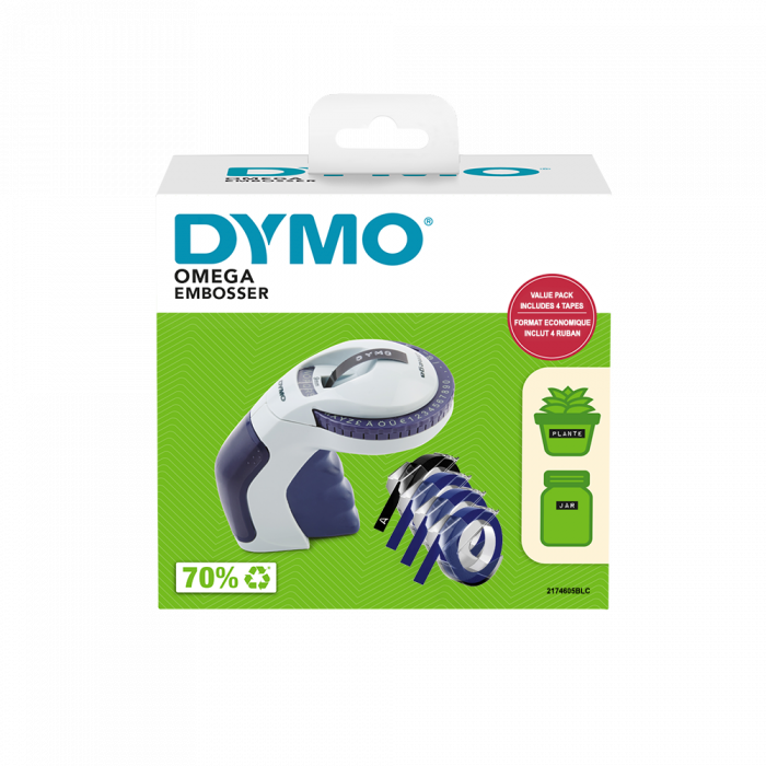 Set Dymo Omega labeling machine set and a total of 4 rolls 3D Plastic Embossing Labels, DY12748 2174605BLC [17]
