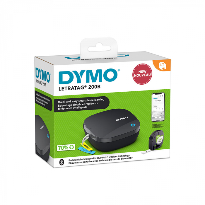 Set DYMO LetraTag LT 200B Bluetooth labeler 2172855 and 3 original dymo label tapes-big