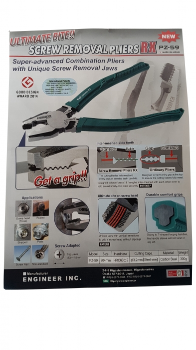 Screw Removal Pliers RX PZ-59, ENGINEER, 204 mm, made in Japan [12]