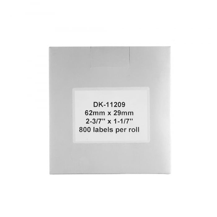 Thermal labels compatible stickers shipping, Brother DK-11209, white paper, permanent, 29mmx62mm, 800 labels/roll, plastic holder included DK11209-C-big