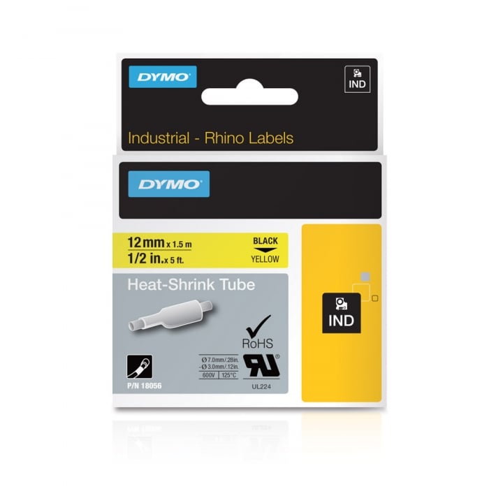 Heat shrink tube labels DYMO DYMO ID1 12mm x 1.5m Black/yellow 18056 [6]