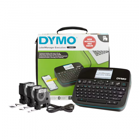 Imprimante LabelManager Dymo - KIT aparat etichetat DYMO LabelManager Executive 640 CB QWERTZ bluetooth casete standard D1 si Durable acumulator Li-Ion servieta textila transport