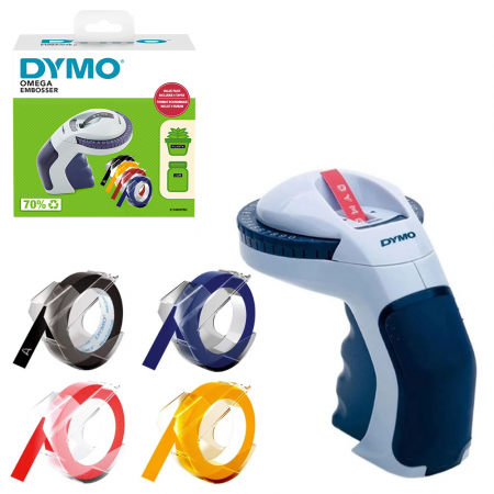 Etichete OmegaÂ Plastic Embosabile - Set Dymo Omega labeling machine set and a total of 4 rolls of 3D  Plastic Embossing Labels, DY12748 2174605TRC