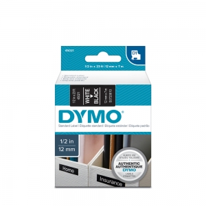 Banda etichete universala 12mm x 7m, Dymo LabelManager D1, alb/negru S07206106