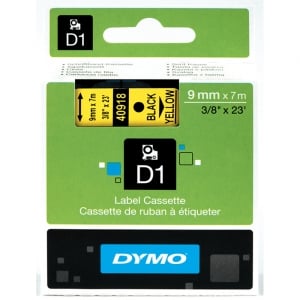 Banda aparat etichetat Dymo LabelManager D1 9mm x 7m, negru/galben S07207305