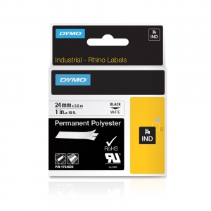 Etichete industriale autocolante, DYMO ID1, poliester permanent, 24mm x 5.5m, negru/alb, 1734523 S07738308