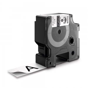 Etichete industriale autocolante, DYMO ID1, poliester permanent, 24mm x 5.5m, negru/alb, 1734523 S07738300