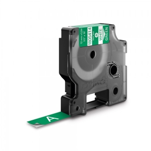Etichete industriale autocolante, DYMO ID1 vinil, 12mm x 5.5m, alb/verde, 18054140