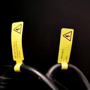 Etichete mari stegulet F pentru cabluri 48 x 50mm + 52mm galben, polipropilena, pentru imprimanta M110/M200, 80 buc/rola5