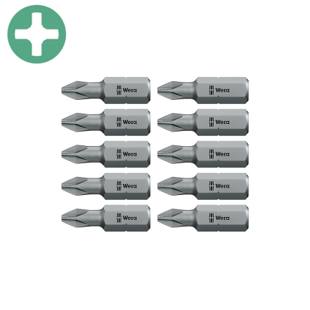 Hand tools - Wera 851/1 Z PH2 screwdriver bit Set 10 pieces 25 mm compatible with 1/4" holder, 05072072001