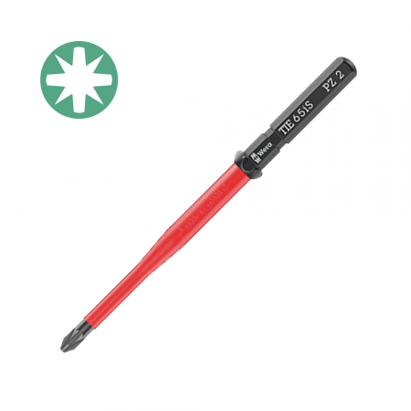 Screwdriver bit Kraftform Kompakt VDE WERA 65 iS PZ1 x 157 mm corrosion protection red insulation 05003455001