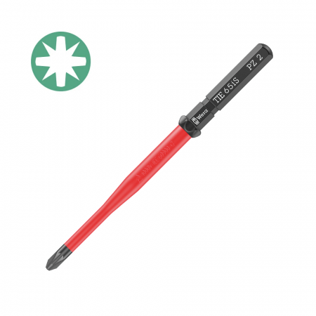 Bit surubelnita Kraftform Kompakt VDE WERA 65 iS PZ2 x 154 mm protectie anticoroziva izolatie rosie 05006527001
