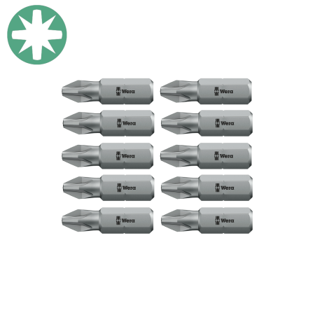 Hand tools - Wera 855/1 Z PZ2 screwdriver bit Set 10 pieces 25 mm compatible with 1/4" holder, 05072082001