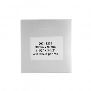 Etichete termice autocolante adresa mare, compatibile, Brother DK-11208, hartie alba, permanente, 38mmx90mm, 400 etichete/rola, suport din plastic inclus DK11208-C4