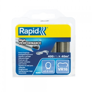 Rapid VR16/2-8mm Fence HOG rings, galvanized, 400 pcs/blister0