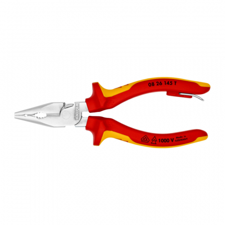 Clesti cu nas lung - Cleste combinat cu varf, VDE 1000 V, maner multicomponent, 145mm,  KNIPEX 08 26 145 T