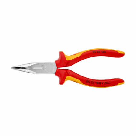 Scule de mana - Cleste cu varf semirotund, VDE 1000 V, curbat la 40⁰, pentru spatii inguste, maner multicomponent, 160 mm, KNIPEX 25 26 160