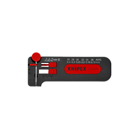 Cable Stripping & Cutting Pliers - Mini wire stripper KNIPEX 12 80 040 SB for fine conductors 0.12–0.4 mm, adjustable length and integrated cutter
