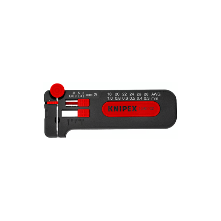 Cable Stripping & Cutting Pliers - Mini wire stripper KNIPEX 12 80 100 SB for fine conductors 0.3–1.0 mm, adjustable length and integrated cutter