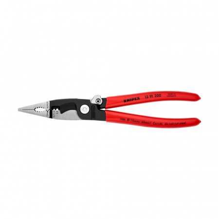 Clesti multifunctionali electrician - Cleste multifunctional, dezizolare, crimpare ferule, mecanism inteligent de blocare, pentru electricieni, 200mm,  KNIPEX 13 91 200