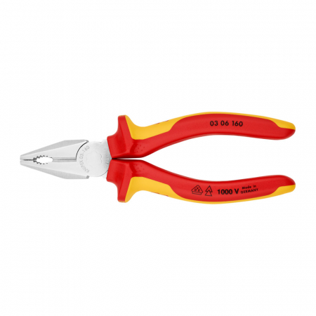Scule si unelte VDE - Cleste patent combinat VDE 1000 V, parghie mare, maner multicomponent, 160mm,  KNIPEX 03 06 160