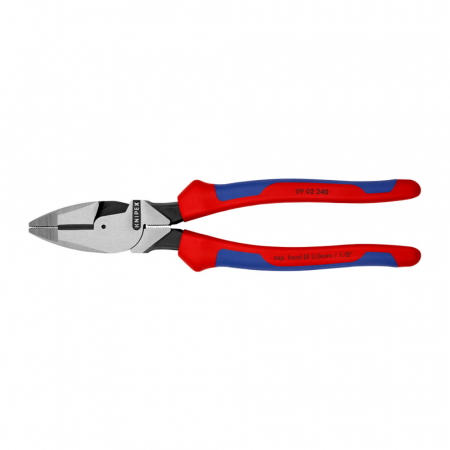 Electricians pliers - Combined patent pliers, large lever, multicomponent handle, Lineman's Pliers, American style, 240mm, KNIPEX 09 02 240
