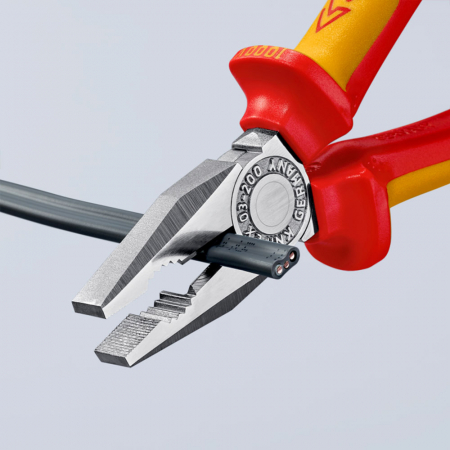 Cleste patent combinat VDE 1000 V, parghie mare, maner multicomponent, 200mm,  KNIPEX 03 06 200 [1]