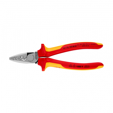 Clesti sertizare - Cleste profesional VDE sertizat ferule, Ø 0.25 - 16 mm², 180 mm, KNIPEX 97 78 180