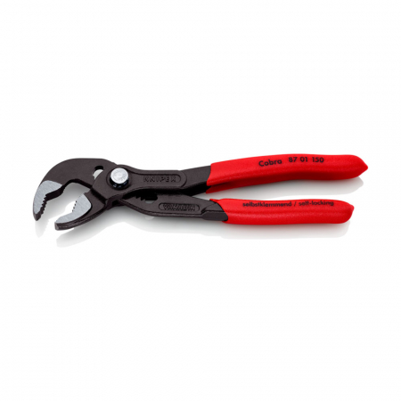 Cleste reglabil KNIPEX Cobra, 150 mm pentru instalatori, cleste papagal, dispozitiv autoblocare, mansoane manere rosii, cleste aligator, 87 01 150 [9]