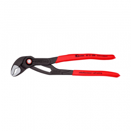Clesti KNIPEX instalatori - Cleste reglabil, KNIPEX Cobra QuickSet, 250 mm pentru instalatori, cleste papagal, dispozitiv autoblocare, manere plastic, cleste aligator, 87 21 250