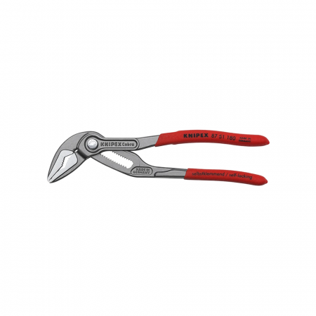 Clesti KNIPEX instalatori - Cleste reglabil, KNIPEX Cobra Extra Slim, 180 mm, instalatii sanitare, automotive, cleste papagal, dispozitiv autoblocare, manere plastic, 87 51180