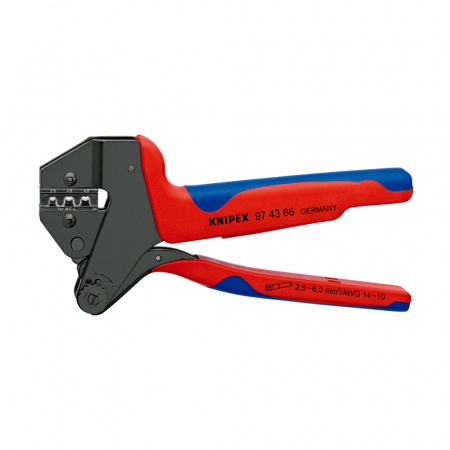 Clesti sertizare - Cleste sertizare pentru conectori MC4 Multi-Connect, pentru instalatii solare, pana la 6 mm², adaosuri de sertizare interschimbabile, manere multicomponent, 200 mm, KNIPEX 97 43 66