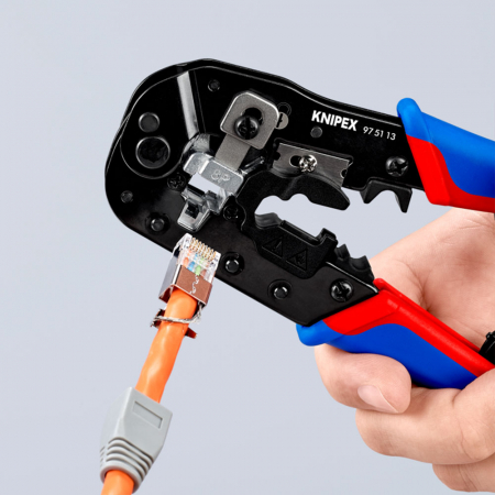 Crimping Pliers RJ45, 8P8C plugs Western, 190mm, multicomponent handle, KNIPEX 97 51 13 [8]