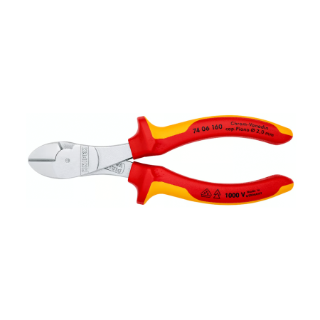 Clesti pentru taiere cabluri - Cleste Sfic de forta VDE , taiere ultraperformanta, 160mm, maner plastic, Ø 3,4 mm, KNIPEX 74 06 160