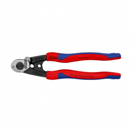Scule - Cleste Foarfeca, taiere cabluri de sarma, 190mm, maner multicomponent, Ø 7,0 mm, KNIPEX 95 62 190