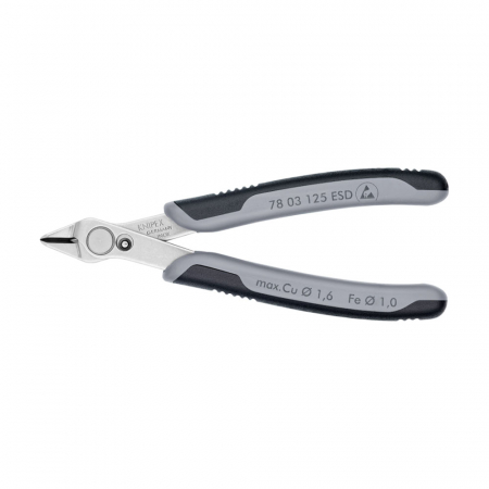 Scule de mana KNIPEX - Cleste Sfic, Electronic Super Knips pentru instalatii electronice, taiere ultraperformanta, 125mm, maner multicomponent, Ø 1,6 mm, KNIPEX 78 03 125 ESD