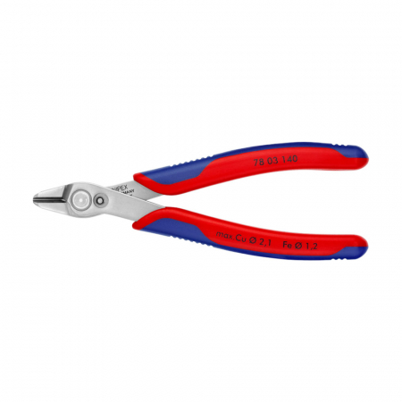 Scule de mana KNIPEX - Cleste Sfic, Electronic Super Knips XL pentru instalatii electronice, taiere ultraperformanta, 140mm, maner multicomponent, Ø 2,1 mm, KNIPEX 78 03 140