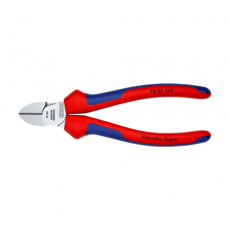 Scule de mana electricieni - Cleste Sfic, taietor lateral, cromat, maner plastic, 160mm, KNIPEX 70 05 160