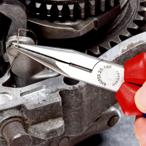 Semi-round long nose side cut pliers VDE, chrome, KNIPEX 25 06 160, 160 mm [1]