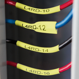 Etichete compatibile tub termocontractibil, DYMO ID1, 12mm x 1.5m, negru/galben, 180563