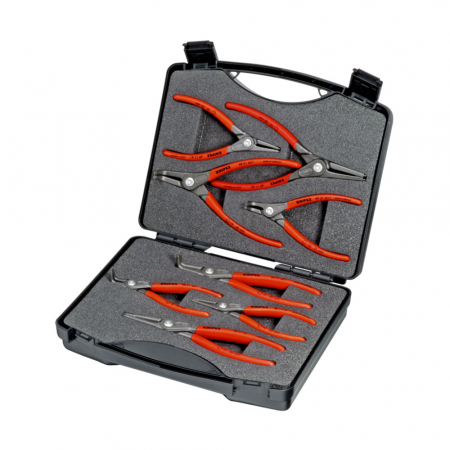 Scule pentru aviatie - Set KNIPEX, Cutie de scule „SRZ”, 8 x clesti pentru inele de siguranta in servieta durabila din ABS, inginerie de precizie, 00 21 25