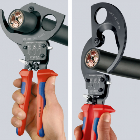 Cutter cu clichet in 3 trepte, cablu aluminiu si cupru, diametru max 52 mm, KNIPEX 95 31 280 [2]