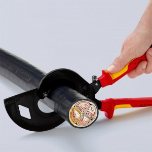 Cutter cu clichet in 3 trepte, cablu aluminiu si cupru, diametru max 52 mm, KNIPEX 95 36 280 [2]