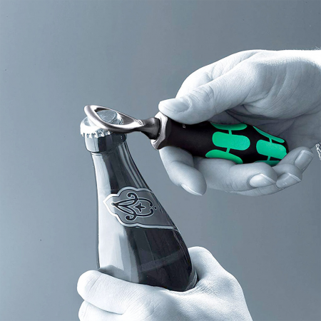 Wera Kraftform Bottle Opener, chrome plated steel head, ergonomic anti-roll handle, 147 mm [1]