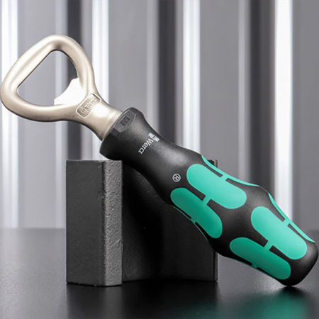 Wera Kraftform Bottle Opener, chrome plated steel head, ergonomic anti-roll handle, 147 mm [2]