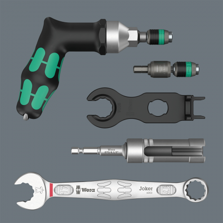 Set Wera profesional de montaj fotovoltaic, 7 piese, cu surubelnita dinamometrica tip pistol si scule pentru conectori MC4 [2]