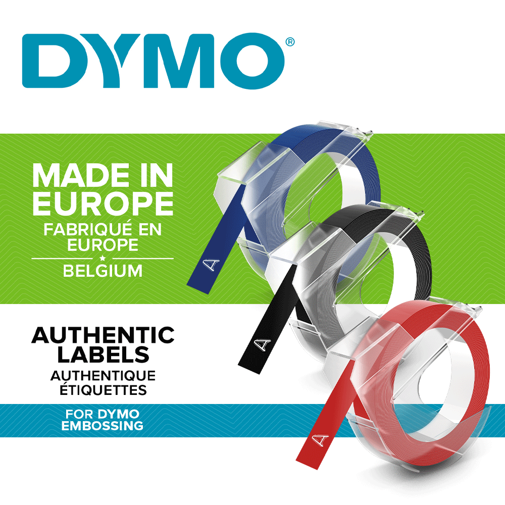 Set 3 x Etichete plastic embosabile DYMO Omega, 9mmx3m, asortat, 3buc/set, S08477501
